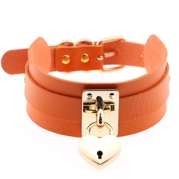 (image for) Golden Heart Lock Neck Necklace
