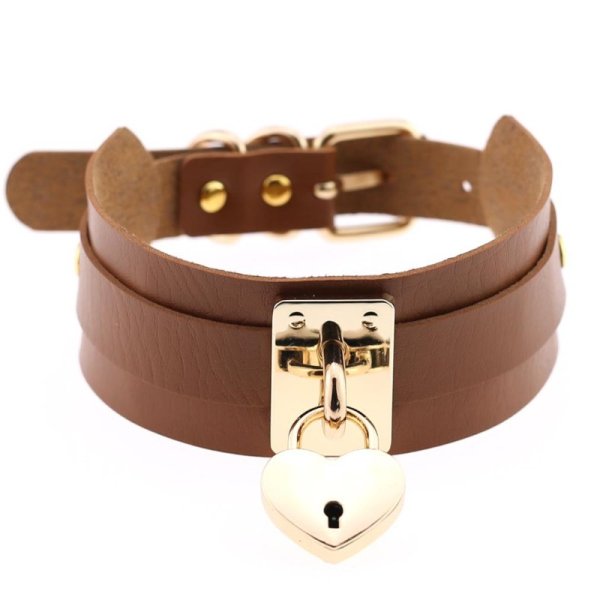 (image for) Golden Heart Lock Neck Necklace