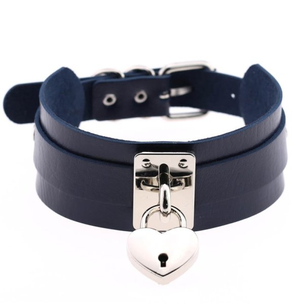 (image for) Silver Heart Lock Neck Necklace