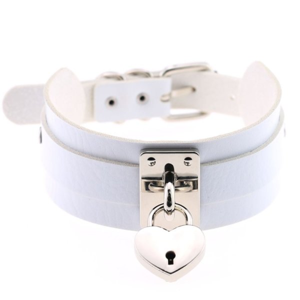 (image for) Silver Heart Lock Neck Necklace