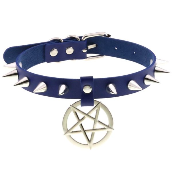 (image for) Rivet Pentagram Pendant Leather Choker