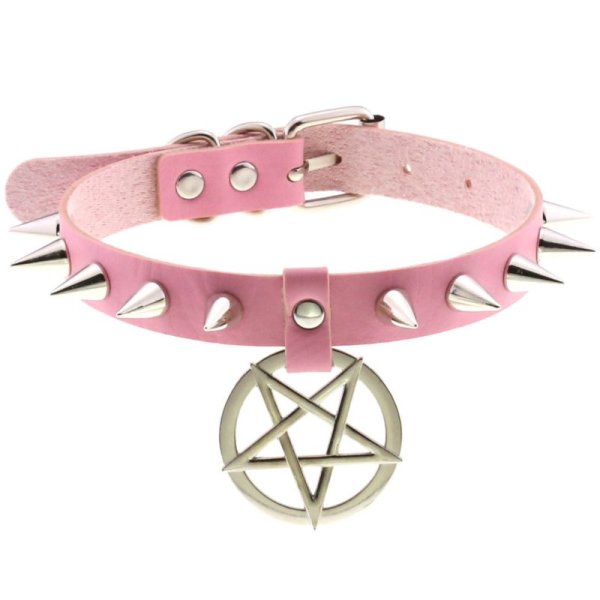 (image for) Rivet Pentagram Pendant Leather Choker