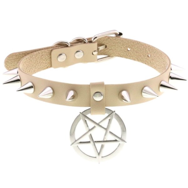 (image for) Rivet Pentagram Pendant Leather Choker