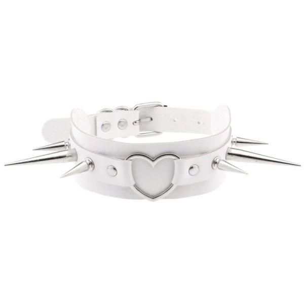 (image for) Extra Long Spikes Heart Ring Collar