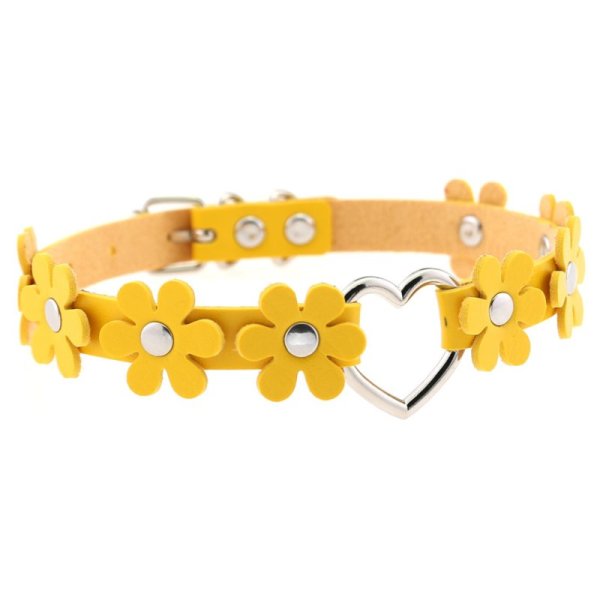 (image for) Flower PU Leather Heart Collar