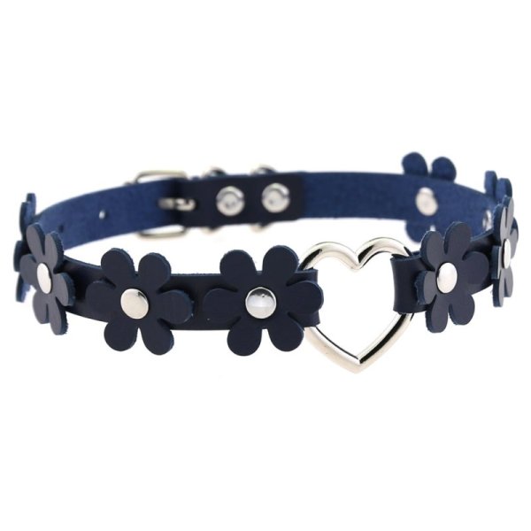 (image for) Flower PU Leather Heart Collar