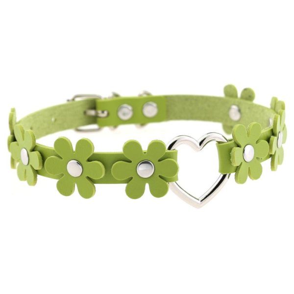 (image for) Flower PU Leather Heart Collar