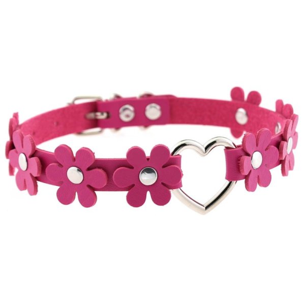 (image for) Flower PU Leather Heart Collar