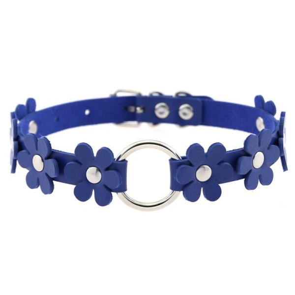 (image for) Flower PU Leather O-Ring Collar