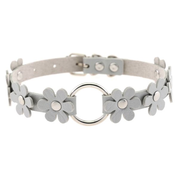 (image for) Flower PU Leather O-Ring Collar