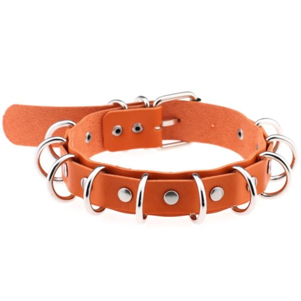 (image for) Multiple Rings Double Leather Collar