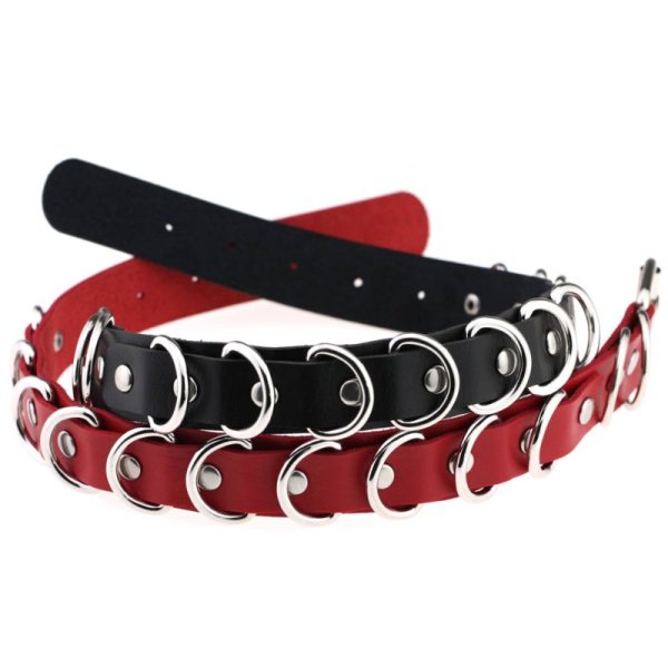 (image for) Multiple Rings Double Leather Collar