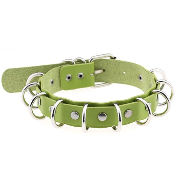 (image for) Multiple Rings Double Leather Collar