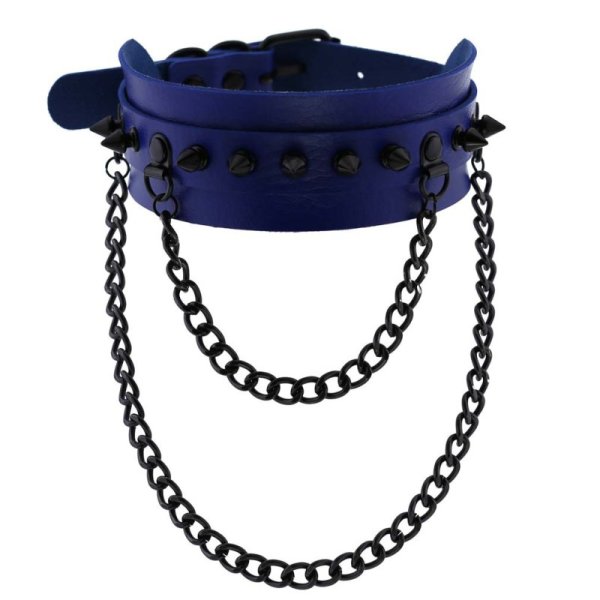 (image for) Rivet Collar With Double Black Chain