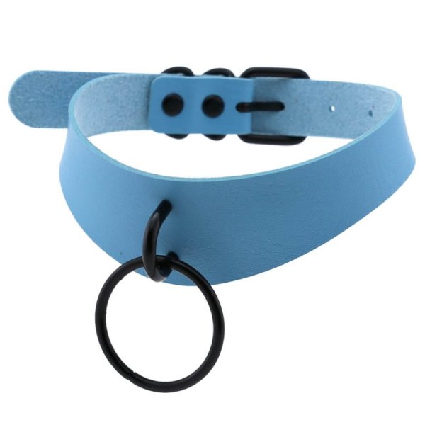 (image for) Black Round Ring Leather Collar