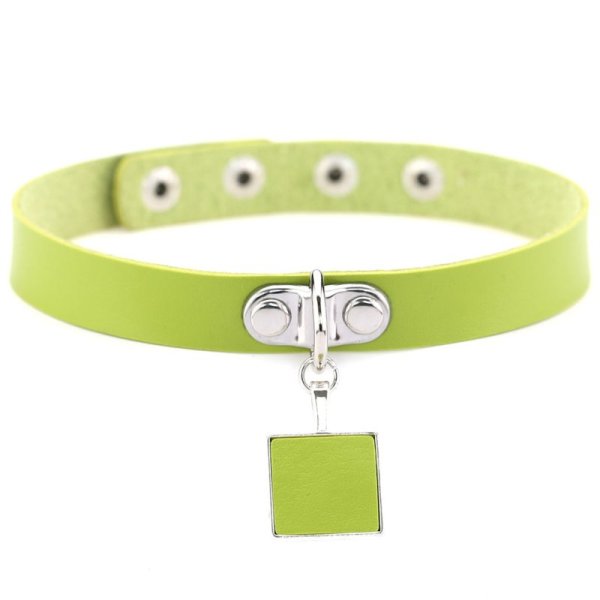 (image for) Square Pendant Neck Leather Collar