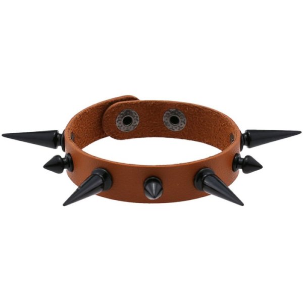 (image for) One Row Studded PU Leather Bracelet