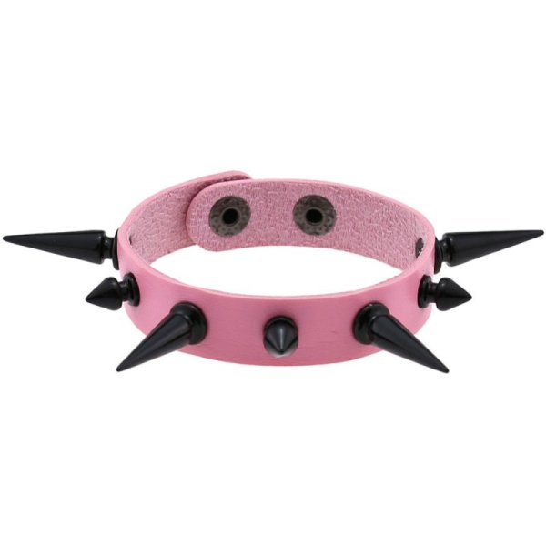 (image for) One Row Studded PU Leather Bracelet