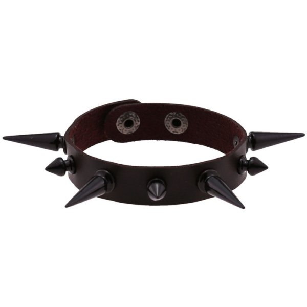 (image for) One Row Studded PU Leather Bracelet