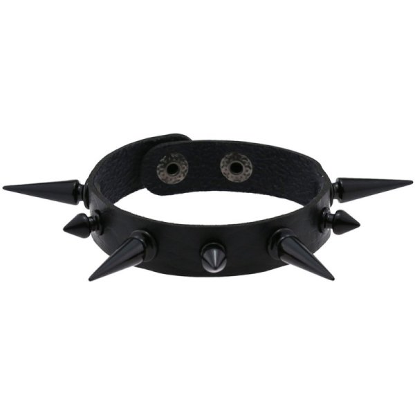 (image for) One Row Studded PU Leather Bracelet