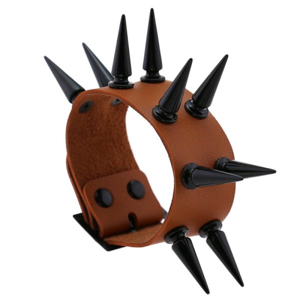 (image for) Two Row Studded PU Leather Bracelet