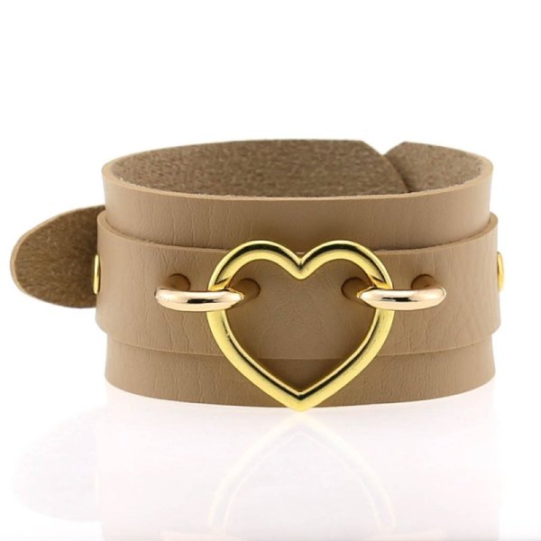 (image for) Punk PU leather Love Ring - Golden