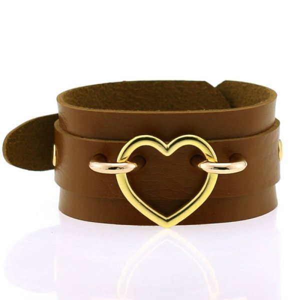 (image for) Punk PU leather Love Ring - Golden