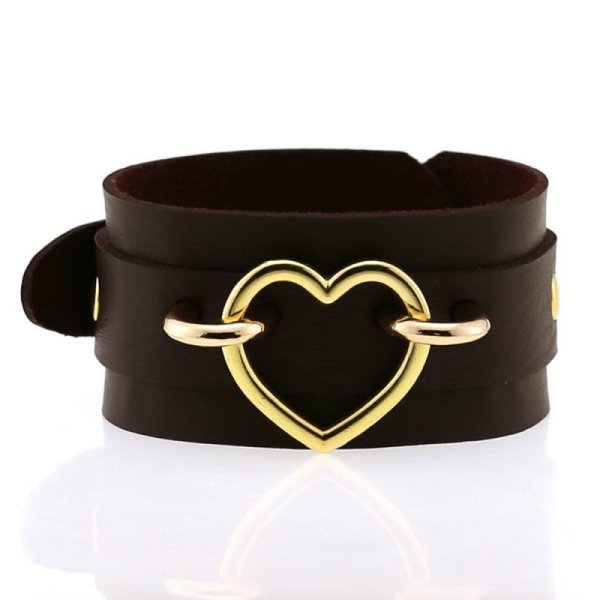 (image for) Punk PU leather Love Ring - Golden