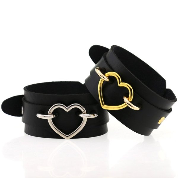 (image for) Punk PU leather Love Ring - Golden