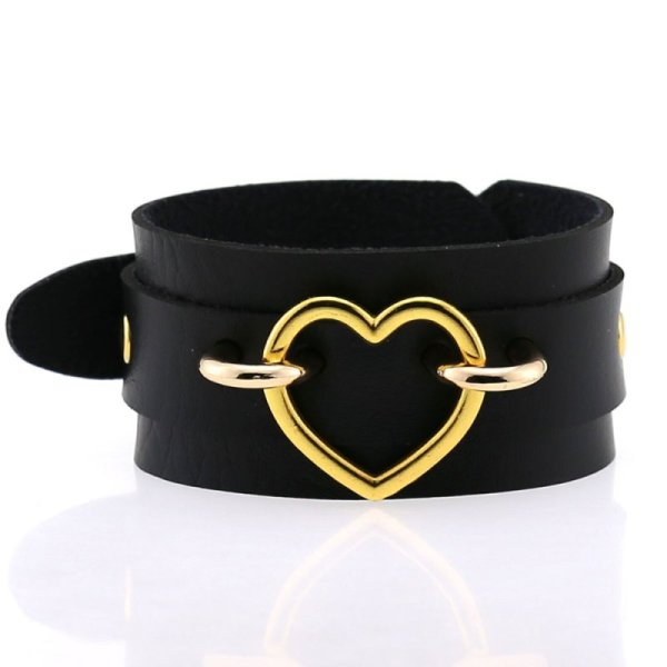 (image for) Punk PU leather Love Ring - Golden