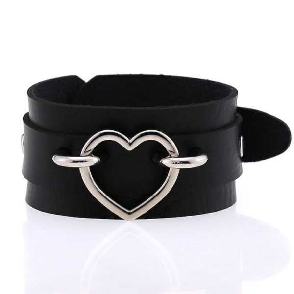 (image for) Punk PU leather Love Ring - Silver