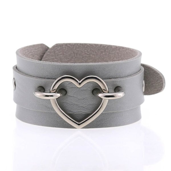 (image for) Punk PU leather Love Ring - Silver