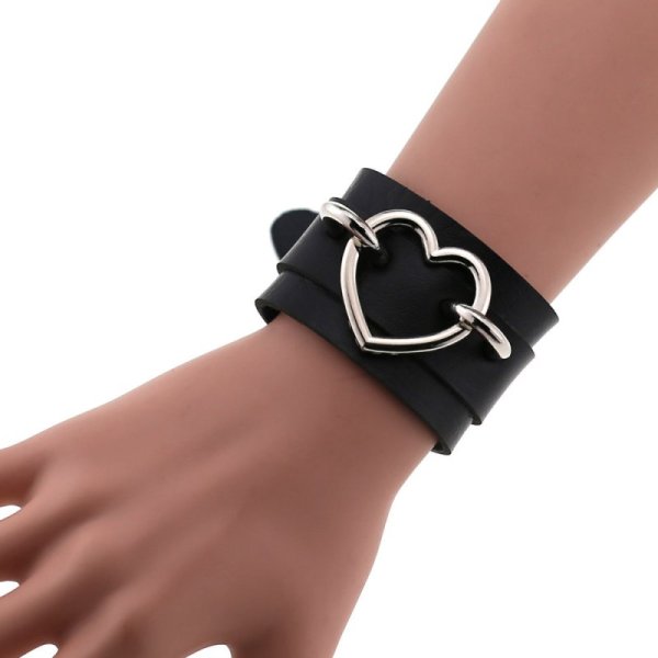 (image for) Punk PU leather Love Ring - Silver