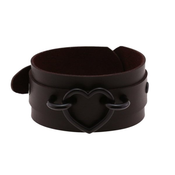 (image for) Punk PU leather Love Ring - Black