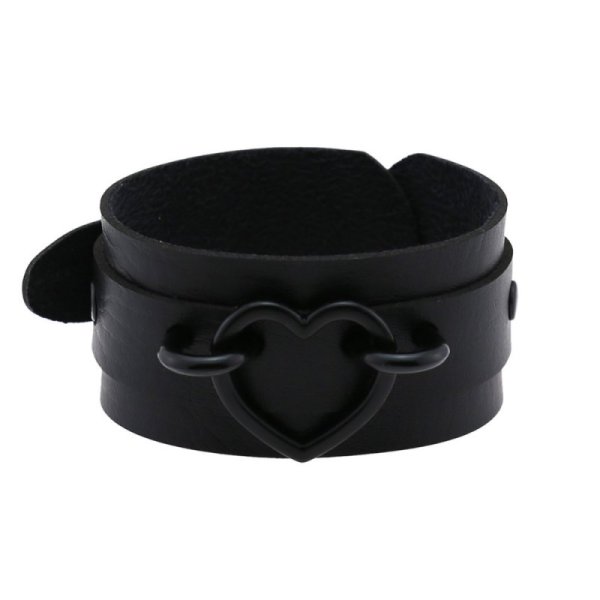 (image for) Punk PU leather Love Ring - Black