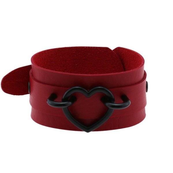 (image for) Punk PU leather Love Ring - Black