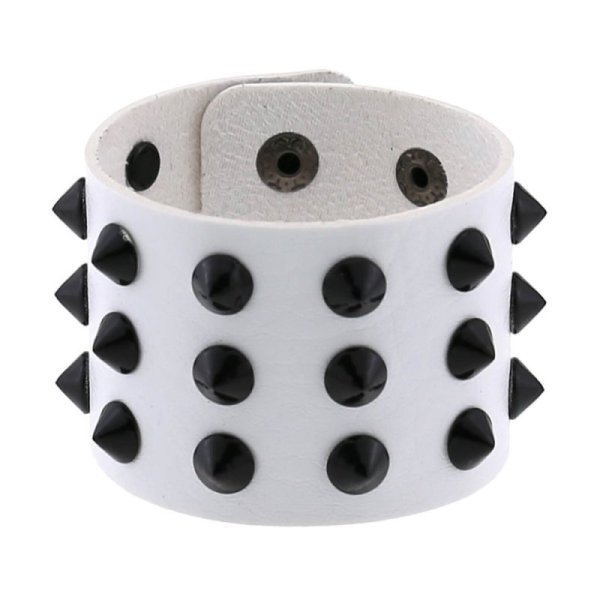 (image for) Three-row leather studded wide bracelet