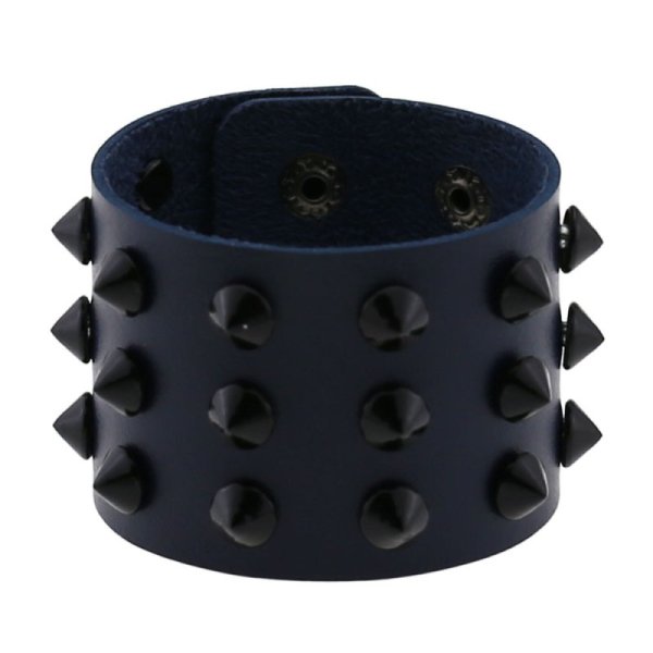 (image for) Three-row leather studded wide bracelet