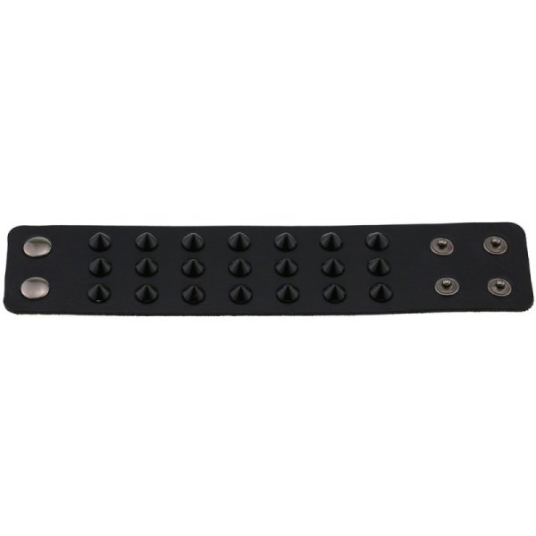 (image for) Three-row leather studded wide bracelet