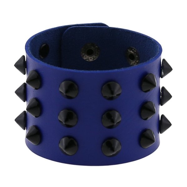 (image for) Three-row leather studded wide bracelet