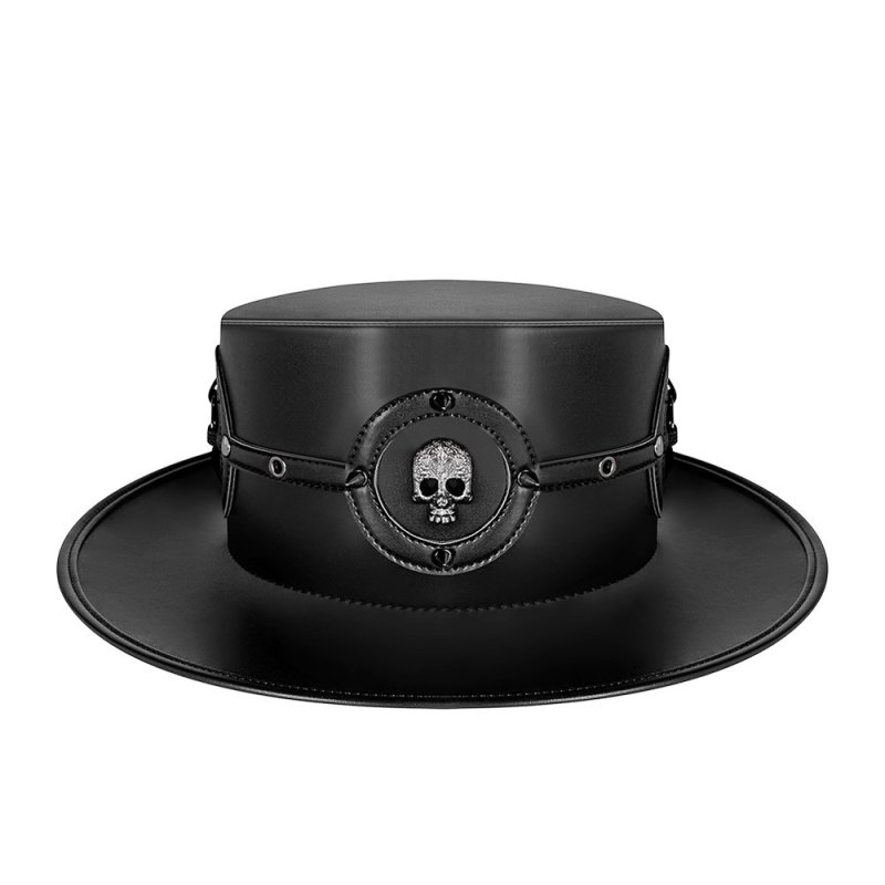(image for) Men\'s Steampunk Skull Rivet Hat