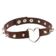 (image for) Sliver Heart Spiked Rivet Leather Collar