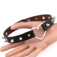 (image for) Sliver Heart Spiked Rivet Leather Collar