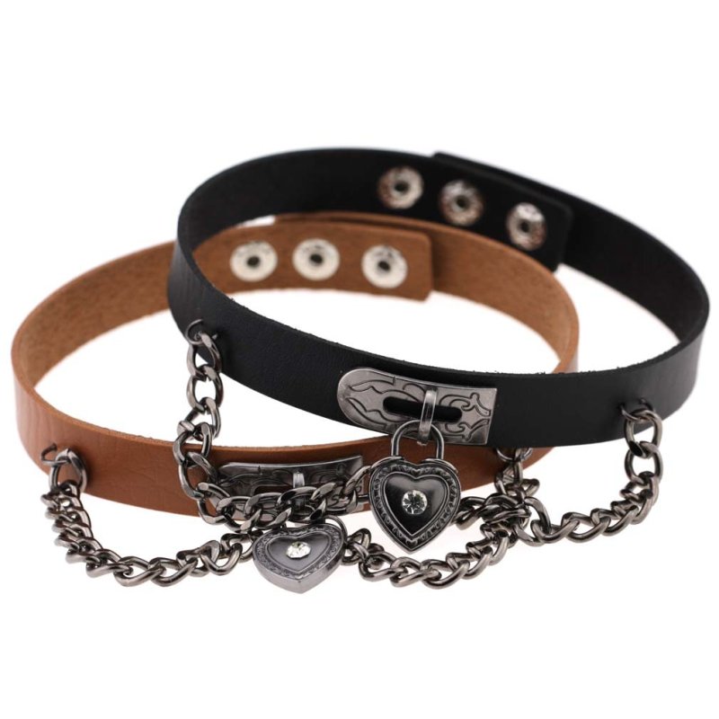 (image for) Heart Lock Leather Collar Neck Strap