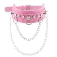 (image for) PU Leather Silver Nail Collar With Chain