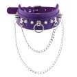 (image for) PU Leather Silver Nail Collar With Chain