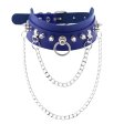 (image for) PU Leather Silver Nail Collar With Chain