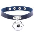 (image for) Leather Silver Bell Pendant Collar