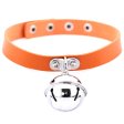 (image for) Leather Silver Bell Pendant Collar