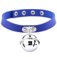 (image for) Leather Silver Bell Pendant Collar
